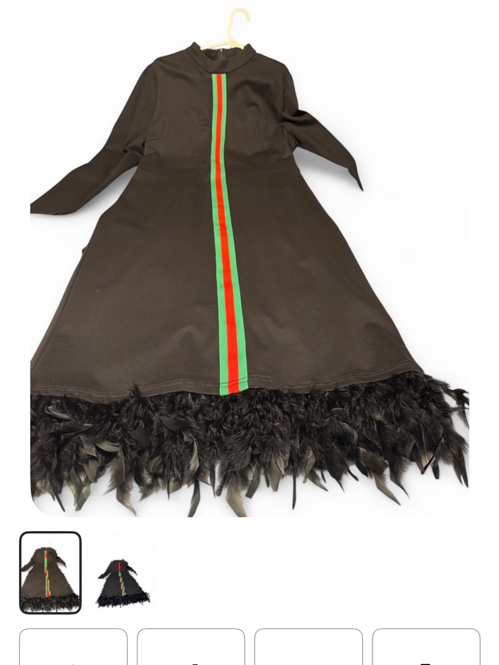 STYLEWE Black Midi Dress with Red and Green Center Stripe